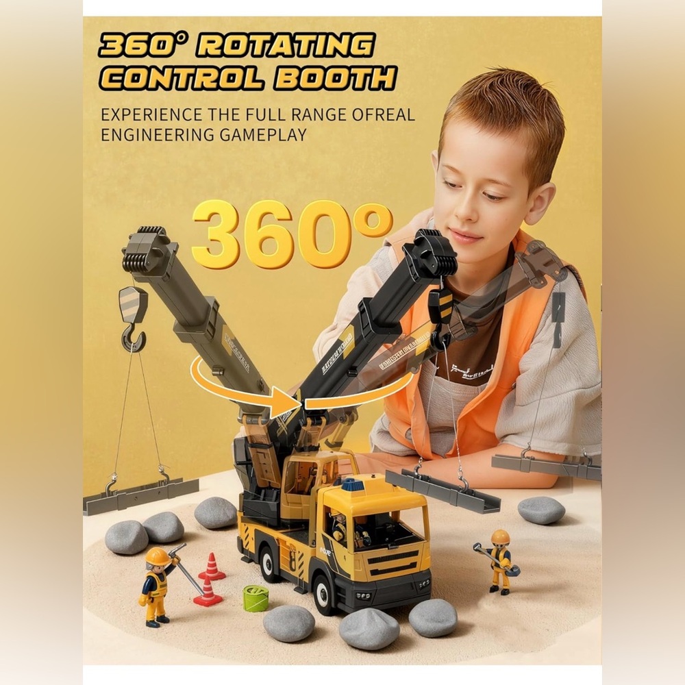 Coroiesty Engineering Vehicle Crane Truck with Lights & Sounds Brand New - Picture 3 of 12